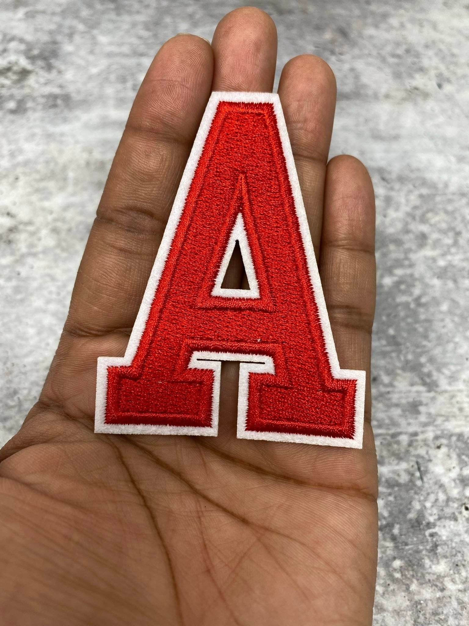 New, "RED" 3" Embroidered Letter w/ White Felt, Varsity Letter Patch, 1-pc, Iron-on Backing, Choose Your Letter, A-Z Letters, DIY Letters,