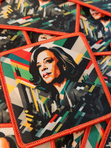 (1-pc) Kamala Harris "City Lights" Digital Print + Embroidered Iron-on Patch, Size 3" x 3"