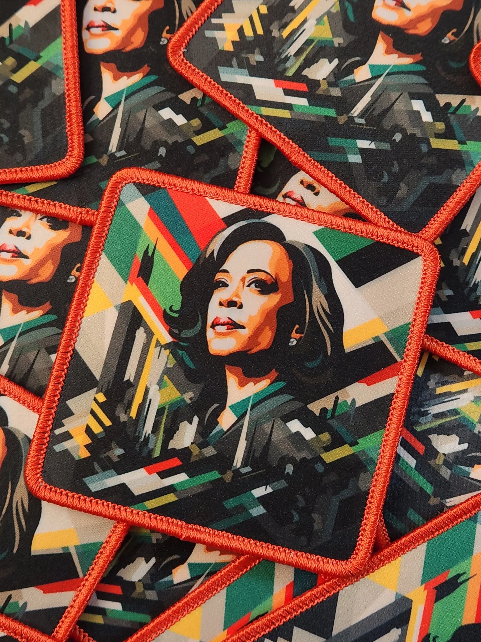 (1-pc) Kamala Harris "City Lights" Digital Print + Embroidered Iron-on Patch, Size 3" x 3"