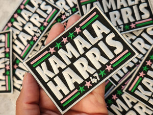 (1-pc) Kamala Harris "47" PINK & GREEN, Embroidered Iron-on Patch