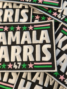 (1-pc) Kamala Harris "47" PINK & GREEN, Embroidered Iron-on Patch