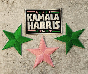 (1-pc) Kamala Harris "47" PINK & GREEN, Embroidered Iron-on Patch