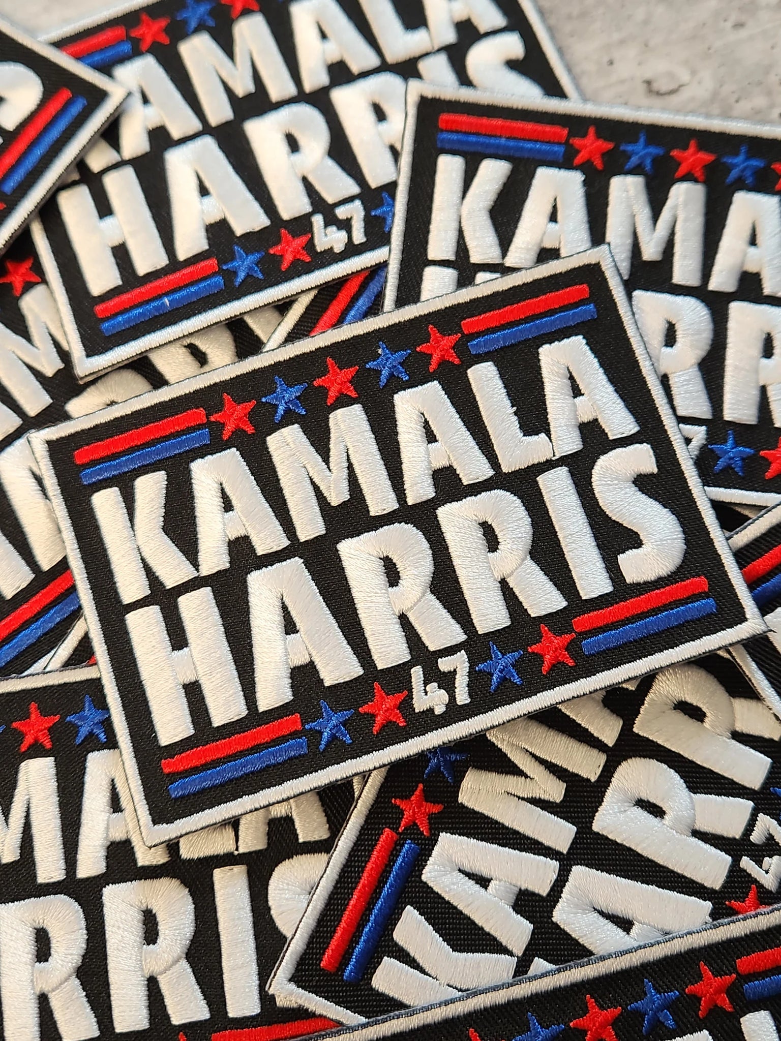 (1-pc) Kamala Harris "47" BLUE & RED, Embroidered Iron-on Patch