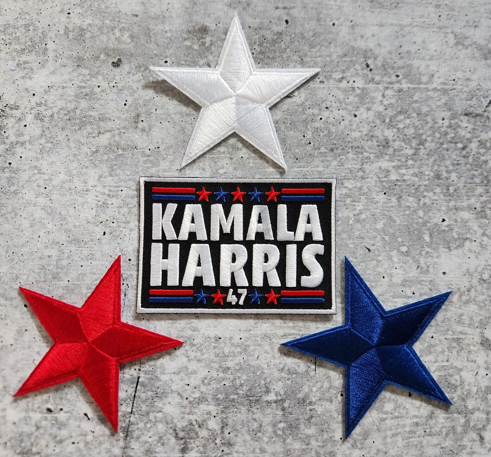 (1-pc) Kamala Harris "47" BLUE & RED, Embroidered Iron-on Patch