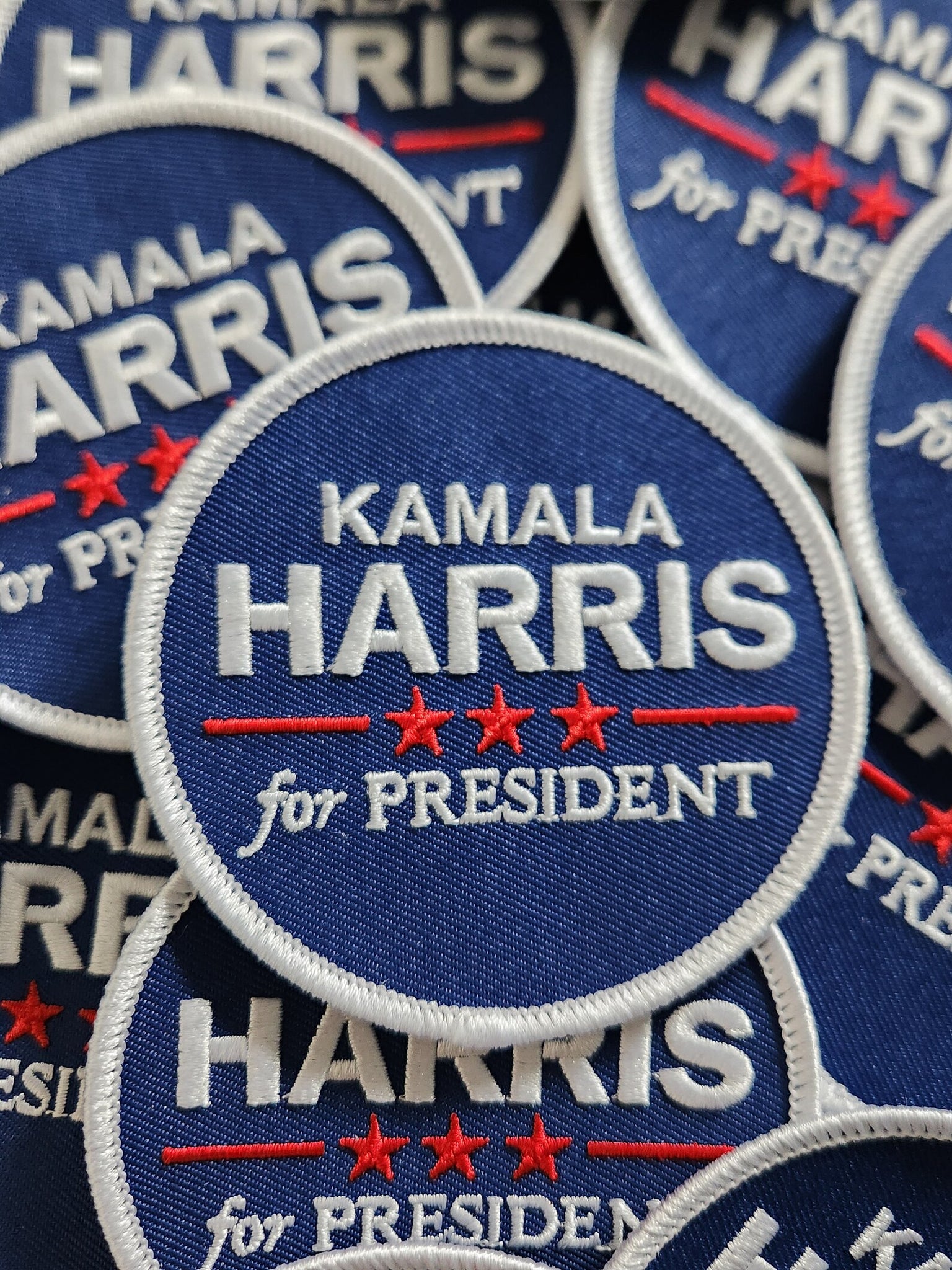 (1-pc) Kamala Harris For President, Embroidered Circular Iron-on Patch, Size 3"