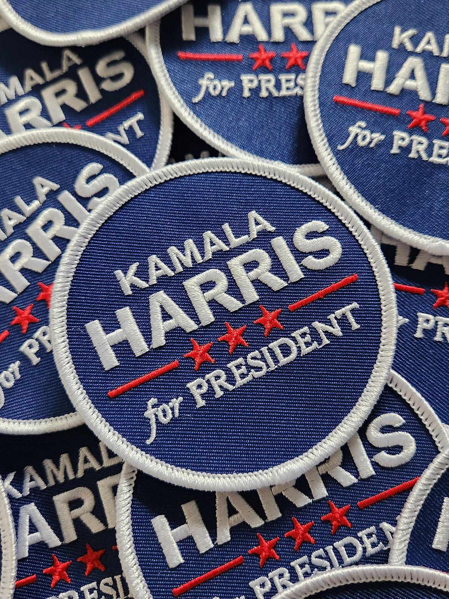 (1-pc) Kamala Harris For President, Embroidered Circular Iron-on Patch, Size 3"