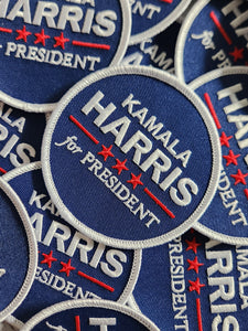 (1-pc) Kamala Harris For President, Embroidered Circular Iron-on Patch, Size 3"