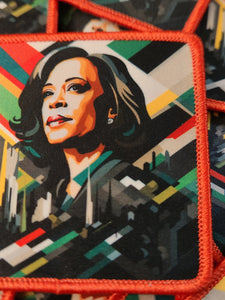 (1-pc) Kamala Harris "City Lights" Digital Print + Embroidered Iron-on Patch, Size 3" x 3"