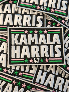 (1-pc) Kamala Harris "47" PINK & GREEN, Embroidered Iron-on Patch