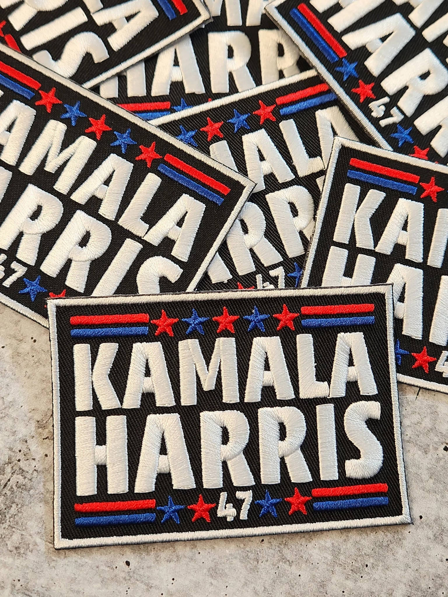 (1-pc) Kamala Harris "47" BLUE & RED, Embroidered Iron-on Patch