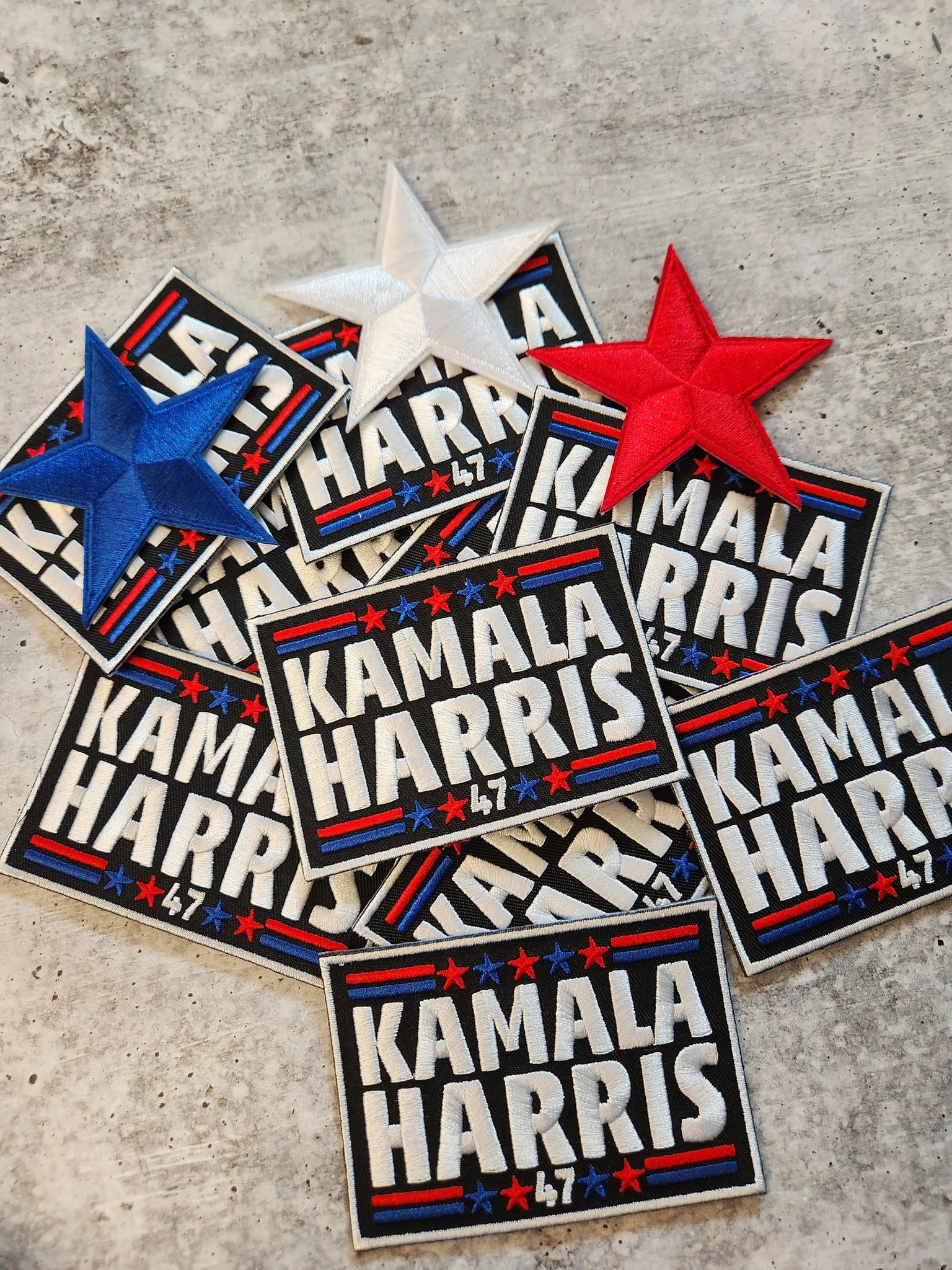 (1-pc) Kamala Harris "47" BLUE & RED, Embroidered Iron-on Patch