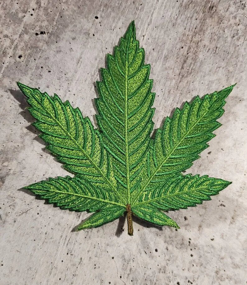 NEW, Limited Edition, "Cannabis Leaf" Iron-On Patch, Embroidered Patch Grab Bag, Patches for Weed Lovers, Cannibas Badge, THC, CBD Lover, 4"