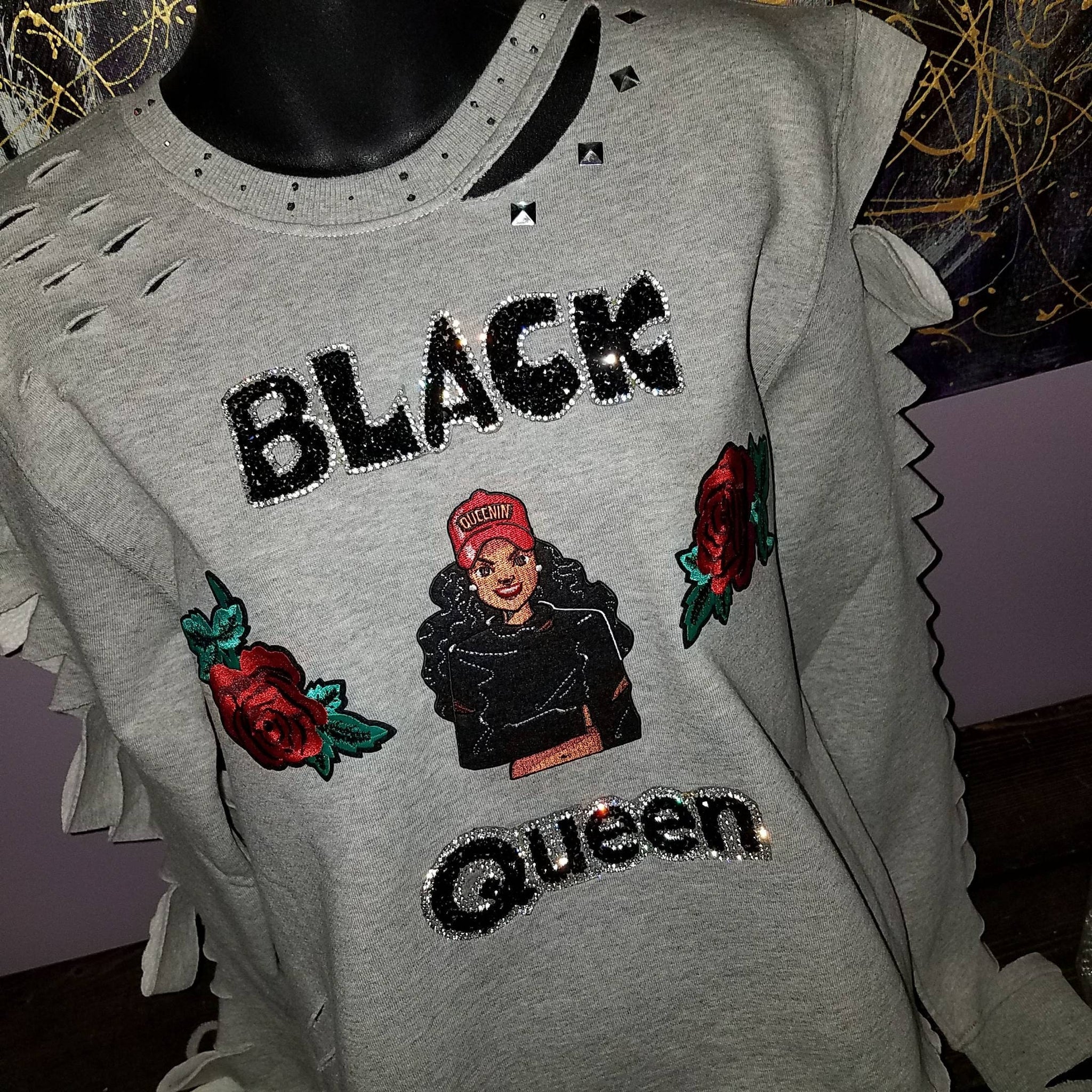 Exclusive Red Hat "Queenin" Iron-on Patch, 100% Embroidered Afrocentric Patch| Beautiful Black Queen|Jacket Patch|DIY Applique| Size 5"
