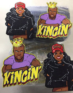 Exclusive 5" inch "Kingin" Iron-on Embroidered Afrocentric Patch; Handsome Black King, Hip Hop Patch, DIY Clothing Patch, Patch for Jacket