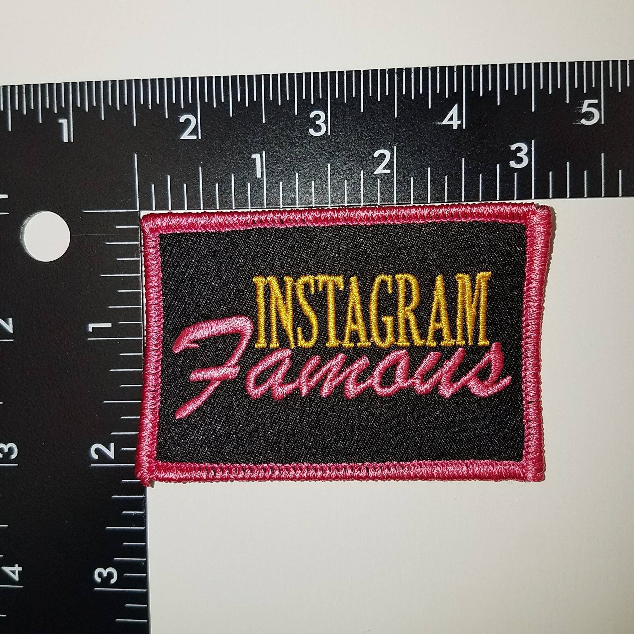 Exclusive 3x2-inch, Cool "Instagram Famous" Iron-on Embroidered Patch; Influencer Patch; IG