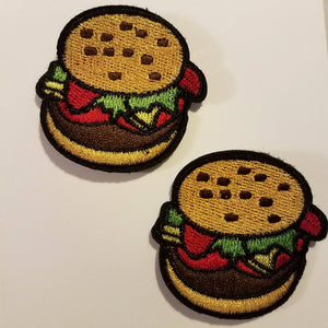 Cool, "Hamburger" 2-pc set, Small Iron-On embroidered patches
