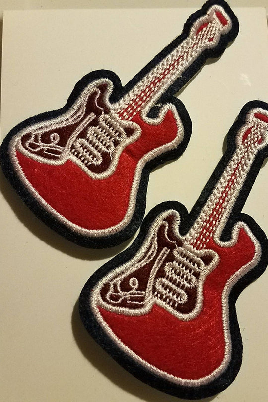 Cool, "Guitar" 2-pc music set, sew on embroidered patches, 3.5-inch