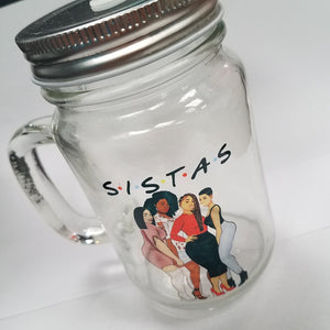 SISTA's Crystal Clear 14.5 oz Mason Jar With Cap and Hole for Straw (straw not included)