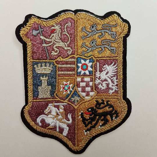 Beautiful 5"-inch, Metallic Crest, DIY, Embroidered Applique Iron On Patch, Pink Metallic, Blue Metallic, Gold Metallic Applique for Denim