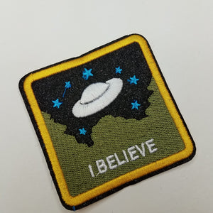 I Believe with Blue Stars, Positive, Cool Appliques For Clothing, 3x3"-inch Iron-on Embroidered Patch; Applique for Clothing and Accessories