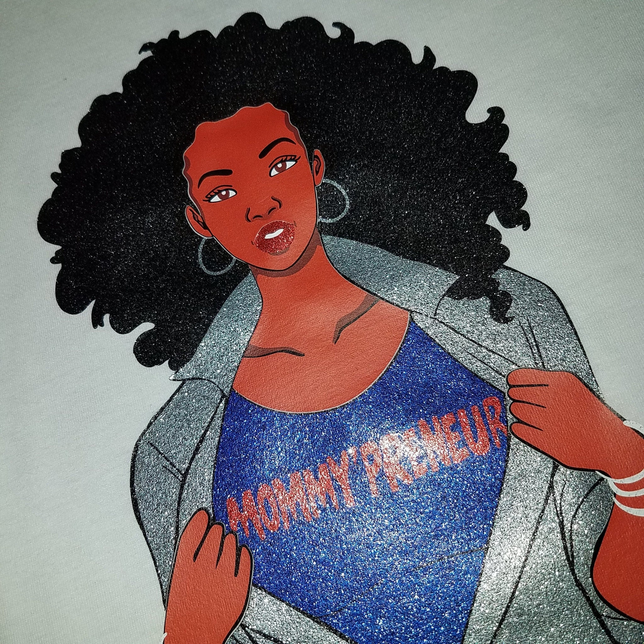 Cool, Glitter and HTV "Super Mommy'Preneur" Tshirt, Layered Design