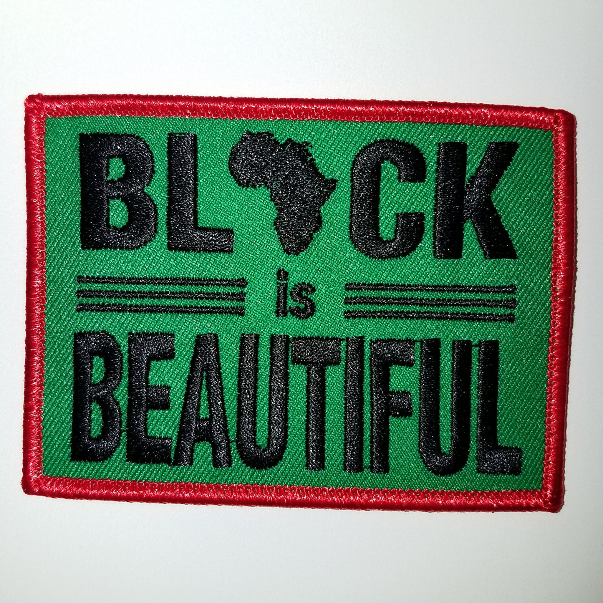 Fun, Collectable Patch "Black is Beautiful" Iron-On Embroidered Afrocentric Patch; Motivational Patch, Denim Patch