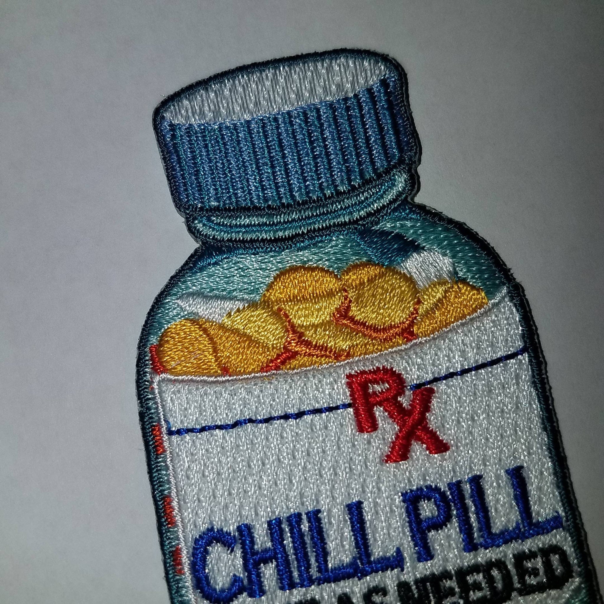 Vintage "Chill Pill" 1-pc, Embroidered Patch, Fun Appliques, Iron or Sew On Patches, Cool Patches