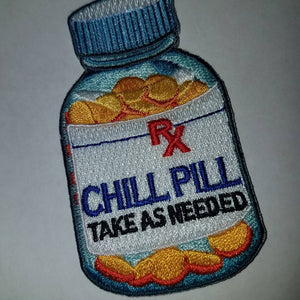 Vintage "Chill Pill" 1-pc, Embroidered Patch, Fun Appliques, Iron or Sew On Patches, Cool Patches