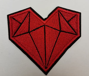 Dope, 2-pc Set, Red Heart Shaped Diamonds, 2-inch Patch, Iron or Sew on Embroidered Applique; Diamond Patch, Popular patches and appliques