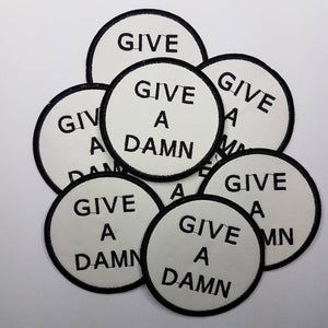 Cool leather Patch, "Give a Damn" Sew-On Embroidered Applique; Patch for Clothing, Size 3"x3"