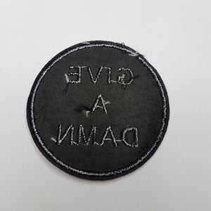 Cool leather Patch, "Give a Damn" Sew-On Embroidered Applique; Patch for Clothing, Size 3"x3"