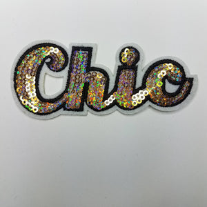 Sequins Iron On Patch "Chic" 3-inch Fun Appliques, Iron or Sew On Patches, Cool Patches for clothing. 1-PC