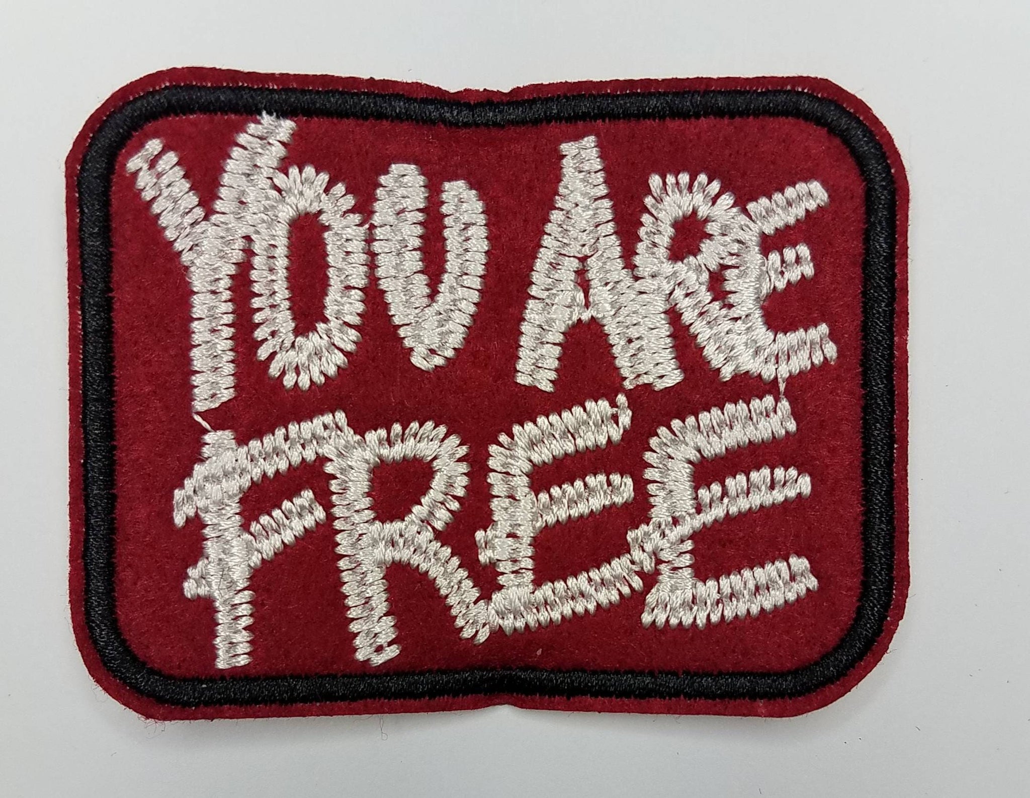 Motivational, "You are Free", Red, Black and White, Patch, Size 3", Patch DIY, Embroidered Applique Iron On Patches