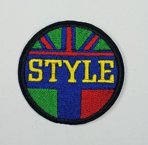 Cool, Circular "Style" Badge, Vintage Iron on  Embroidered Patch, Statement Applique, Cool patch for clothing, 3-inch x 3-inch badge