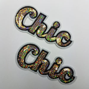 Sequins Iron On Patch "Chic" 3-inch Fun Appliques, Iron or Sew On Patches, Cool Patches for clothing. 1-PC