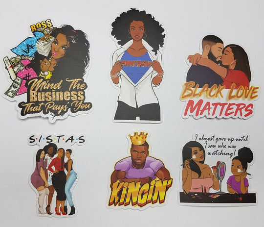 Cool, Assorted, African American Planner Stickers, 12-Pack, Hip Stickers, Glam Girl Stickers, Black Girl Stickers, Happy Planner Stickers