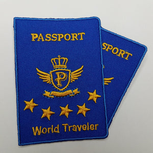 Exclusive "World Traveler," Gold Passport Patch, Unisex Iron-on Embroidered Patch, Melanin Travels, 3"inch x 3" Patch