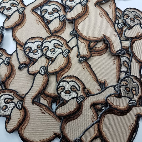 Cool, Sloth Patch "Dabbin' Slow" Iron-on Embroidered Patch, Size 3" Go Slow Sloth Applique