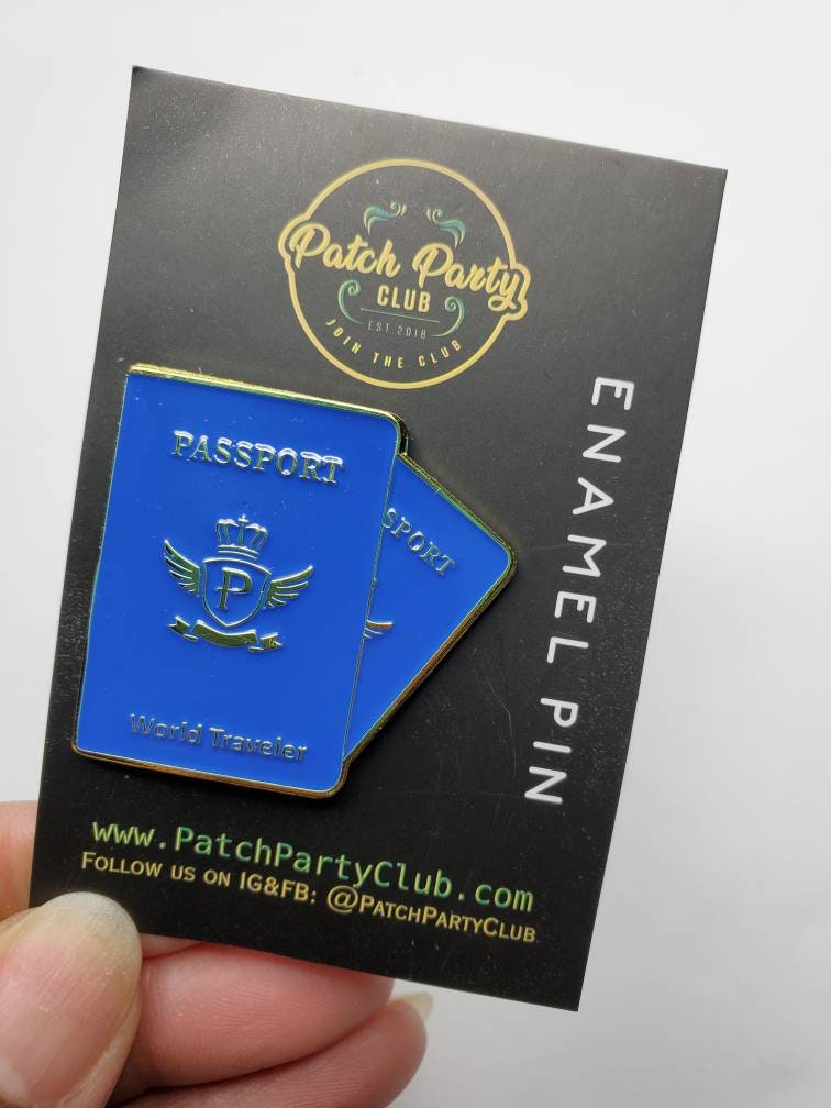 World Traveler "Blue & Gold" Passport Enamel Pin, Cute Lapel Pin, Travel Gift for Pilots and Flight Attendant, Wanderlust Gifts, Girls Trip