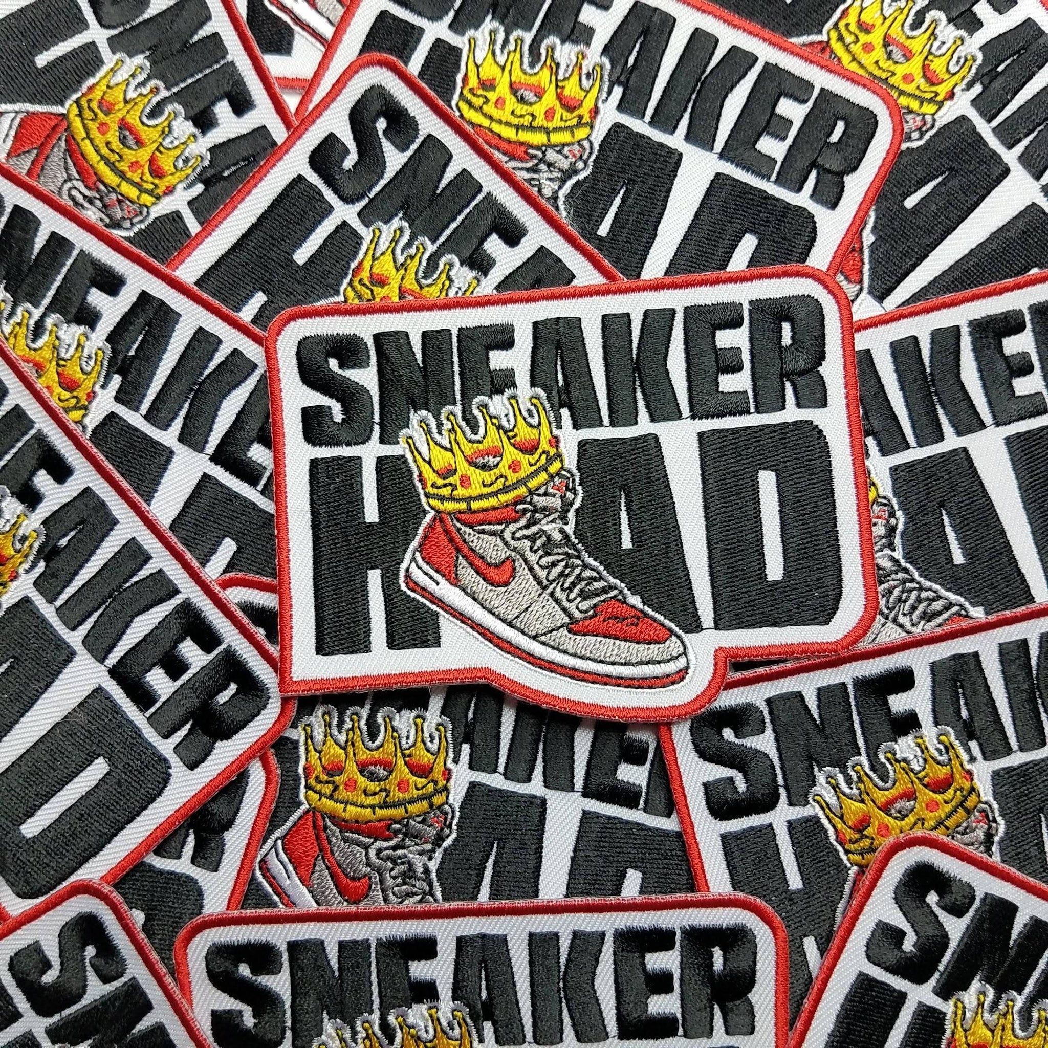 Sneaker Lover Applique, Fun, "Sneaker Head" Iron-On Embroidered Patch; Shoe Lover Patch, Patch for denim jackets, and Hats, Size 4"