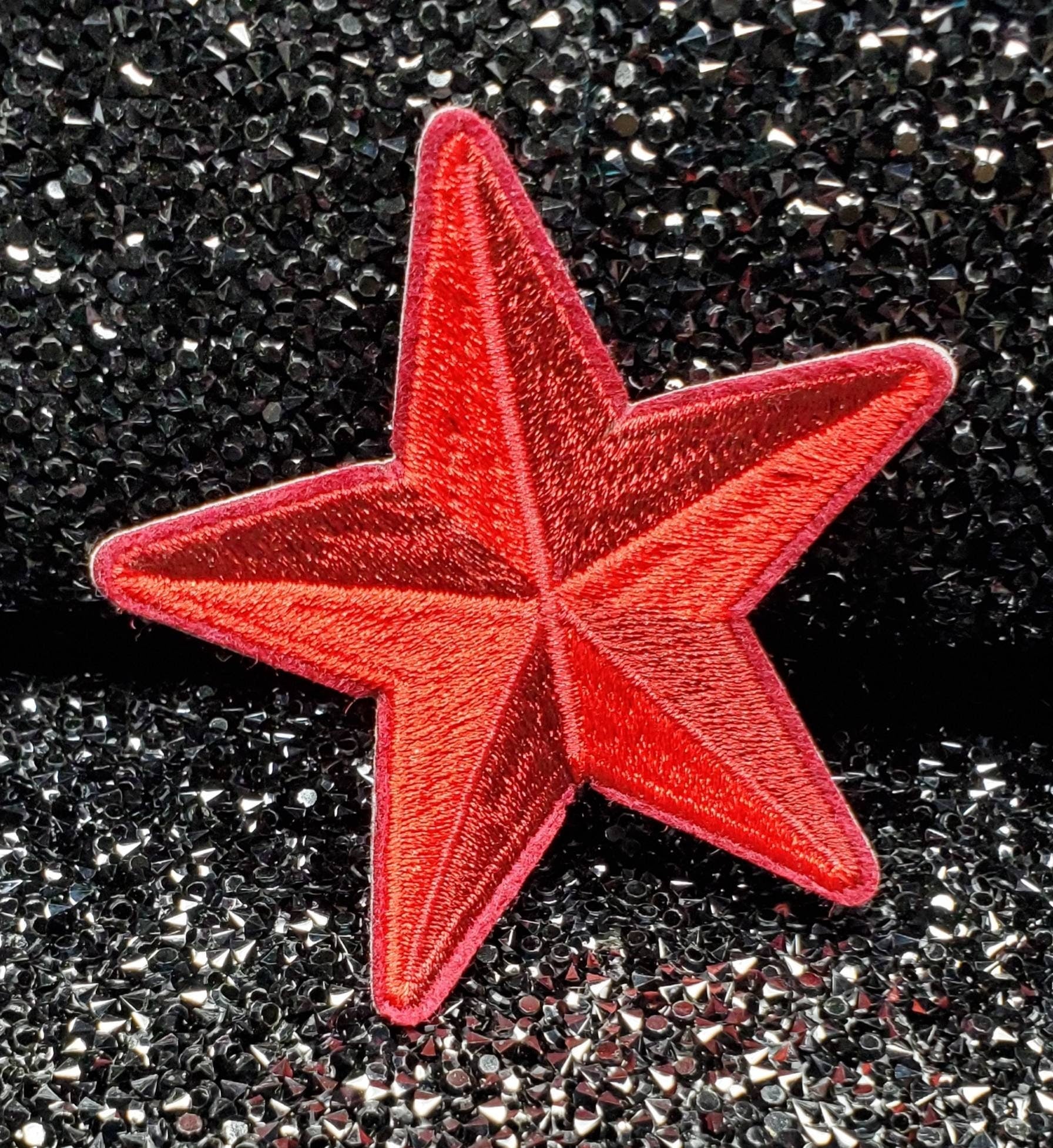2pc/Bright Red Star Applique Set, Star Patch, 2" inch,  Cool Applique For Clothing, Iron-on Embroidered Patch