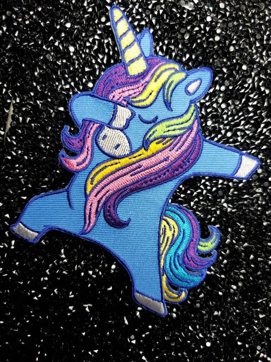 Exclusive Patch Denim Blue | "Dabbing Unicorn" Iron-on Embroidered Patch
