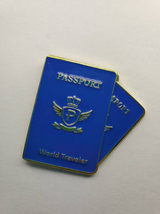 World Traveler Embroidered Patch & Enamel Pin 2-pc Passport Set, Iron on Patch and Lapel Pin, Gift Set for Travelers