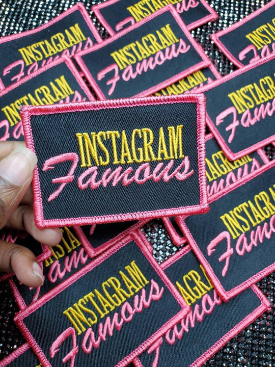 Exclusive 3x2-inch, Cool "Instagram Famous" Iron-on Embroidered Patch; Influencer Patch; IG