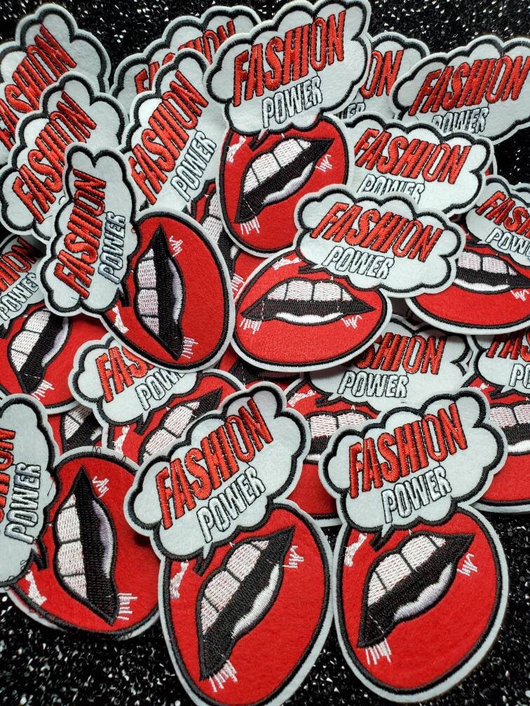 Fashion Power, Red Lip Popular Patch, 4-inch Sew-on Embroidered Patch; Vintage Patch for clothing and accessories
