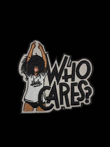 Embroidered Patch, Who Cares. Huh?, 4" Iron-on Patch,Applique for Clothing, Afro Diva, Cool Patch for Hats, and Jackets