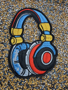 Cool, Music Lovers "Headphone," Iron-On  Embroidered Patch, 4-inch Patch, Hip Hop Patch, Denim Patch