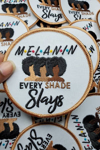 Melanin - Every Shade Slays - Popular Patch, 3.5-inch Circular Iron-on Embroidered Patch Applique, Melanin Magic Embroidery