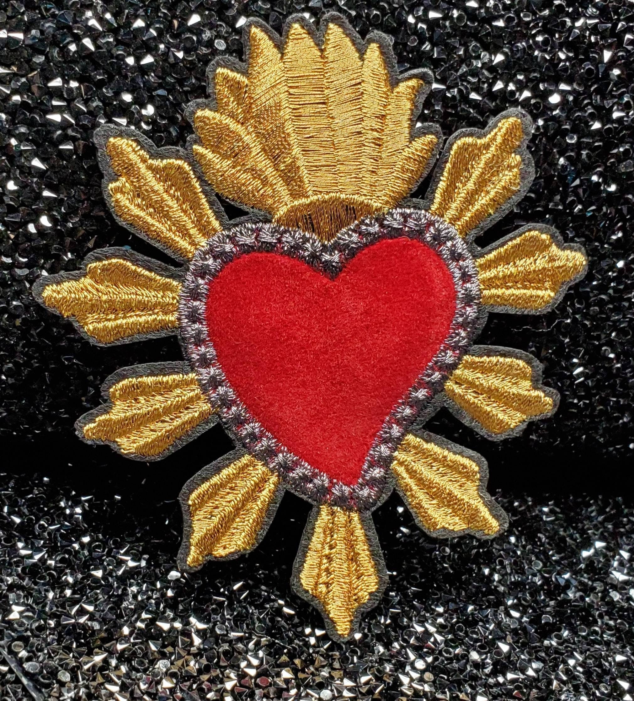 Human Made Embroidered Sacred Heart Iron on Patches for Vintage