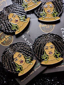 Soul Queen, Enamel Pin, Black Girl with 4C Hair and "Soul" Earrings, Exclusive Lapel Pin, Accessories for Bags, Jackets, Shoes, DIY Supplies